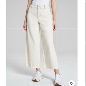 NEW And Now This ecru wide leg pant woman 20 Jean crop cream raw hem